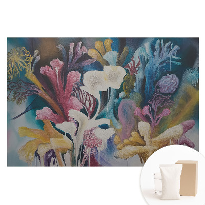 Papier peint photo grand format motif paysage de fleurs abstraites colorées