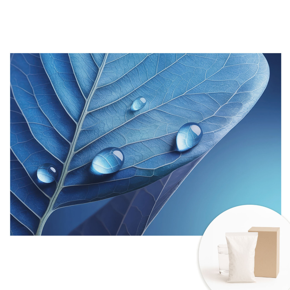 Papier peint photographique sur tissu non tissé Feuille abstraite avec des gouttes d'eau