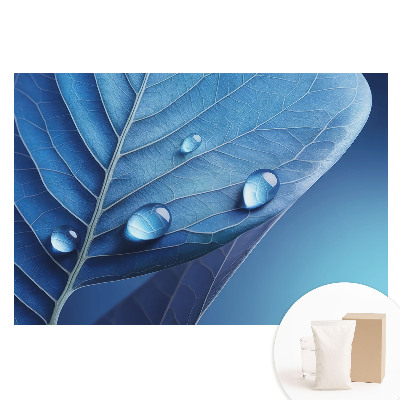 Papier peint photographique sur tissu non tissé Feuille abstraite avec des gouttes d'eau