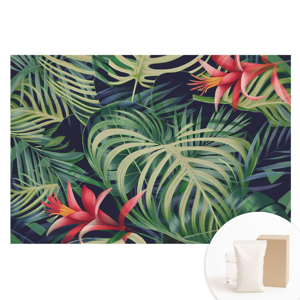 Papier peint photo grand format motif feuilles tropicales
