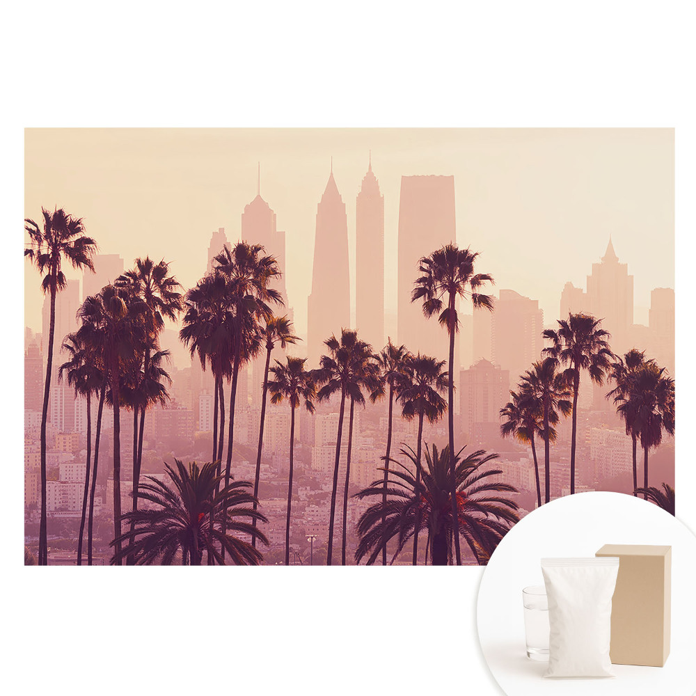 Papier peint photo sur tissu non tissé Palmiers atmosphériques au coucher du soleil