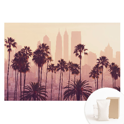 Papier peint photo sur tissu non tissé Palmiers atmosphériques au coucher du soleil