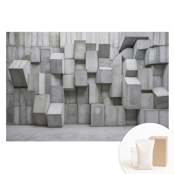 Papier peint intissé imprimé Cubes industriels en béton.