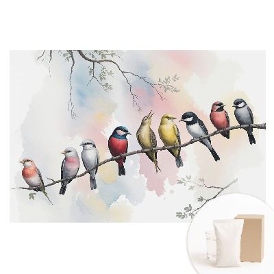 Papier peint photo sur tissu non tissé Oiseaux colorés sur une branche