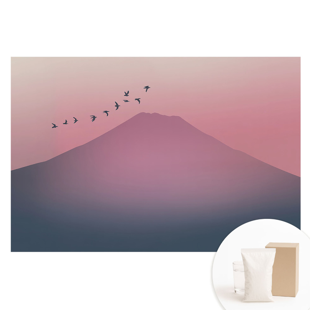 Papier peint panoramique intissé Montagnes aux teintes pastel au coucher du soleil