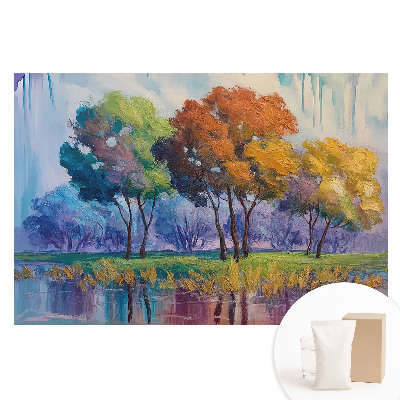 Papier peint intissé avec motif d'arbres abstraits colorés