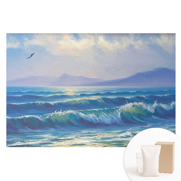 Papier peint photo grand format pour le mur vagues d'harmonie océanique montagnes