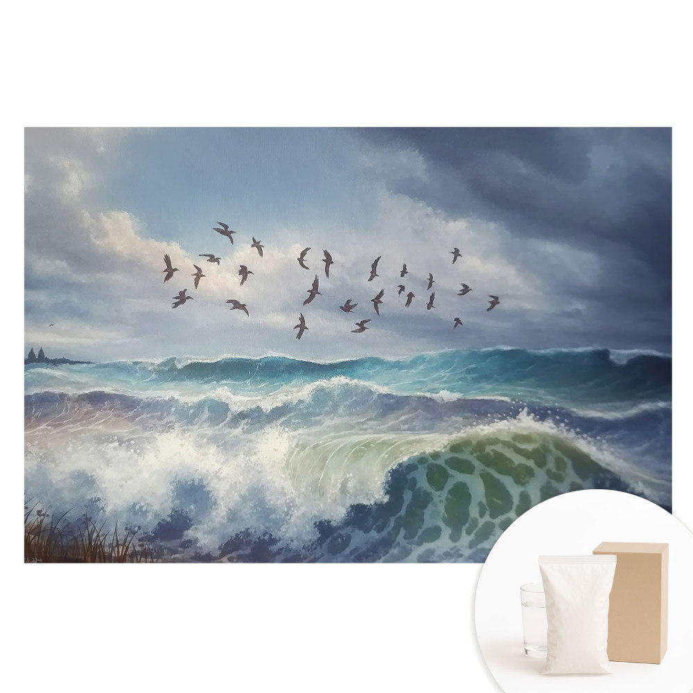 Papier peint intissé imprimé groupe d'oiseaux des vagues de la mer