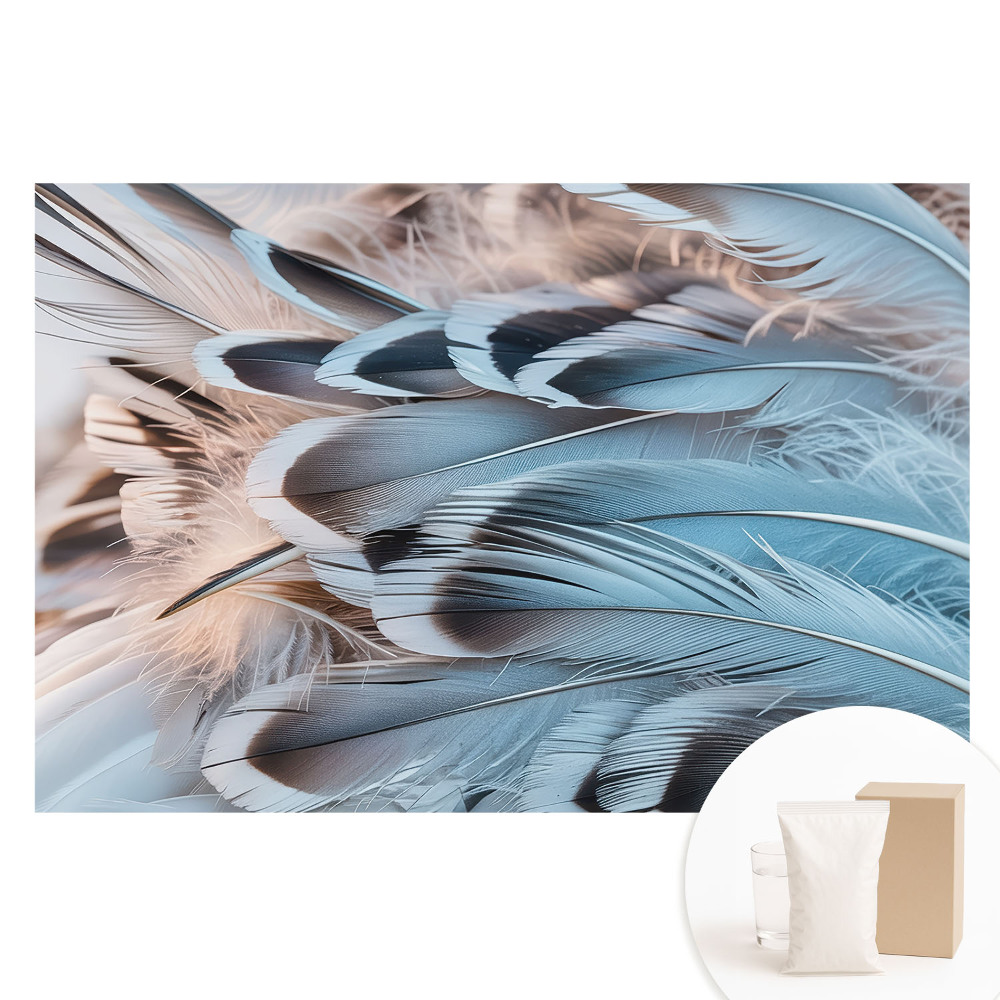 Papier peint intissé à motif de plumes bleues harmonieuses