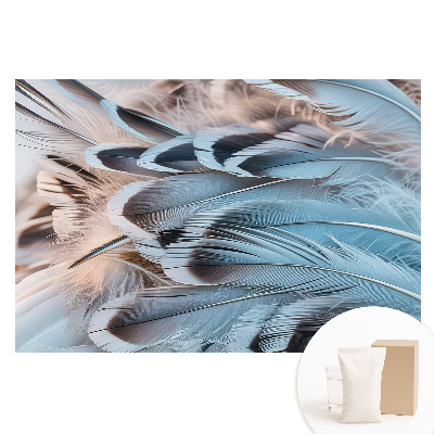 Papier peint photographique intissé Plumes bleues aux motifs harmonieux