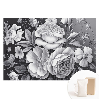 Papier peint intissé Élégance et fleurs grises