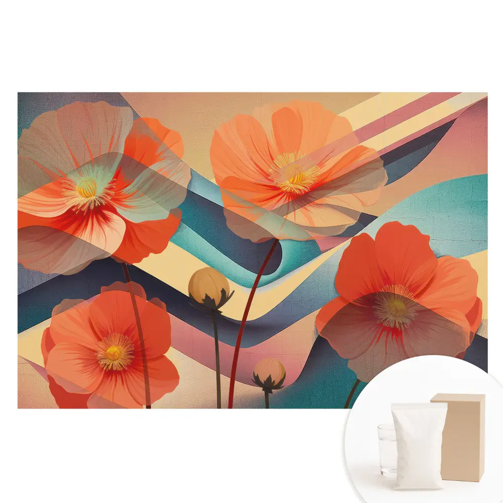 Papier peint photo grand format à motifs de fleurs abstraites orange