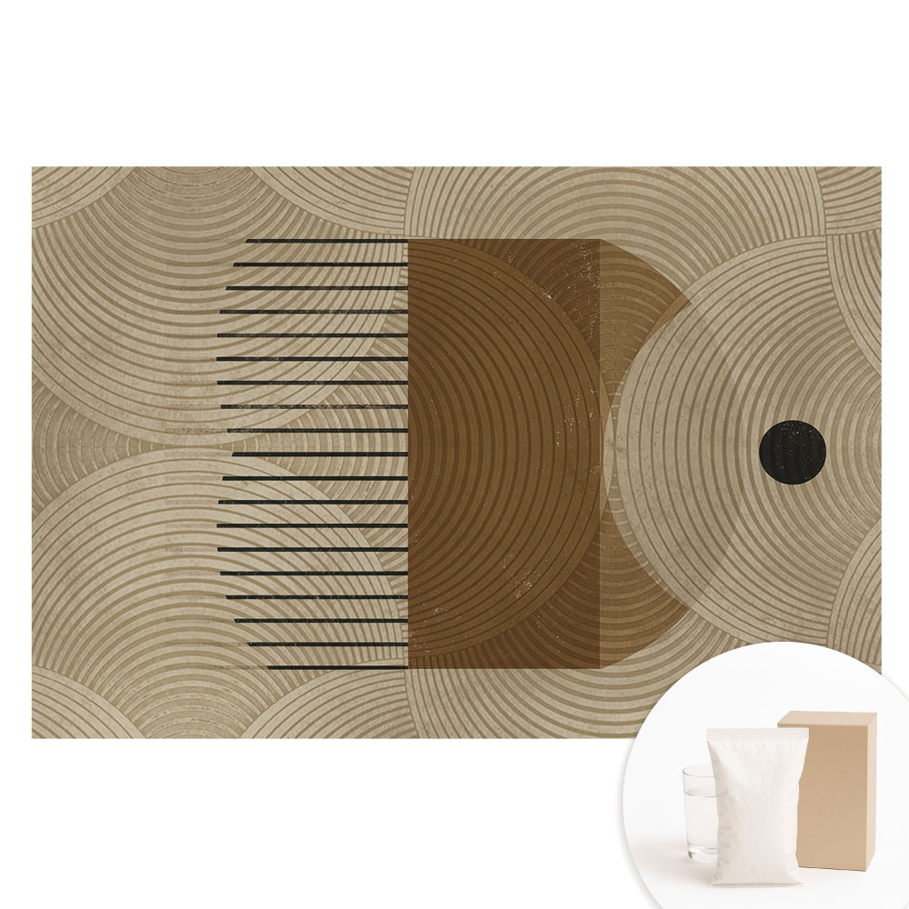 Papier peint photographique sur tissu non tissé Cercles et lignes géométriques dans des tons chauds