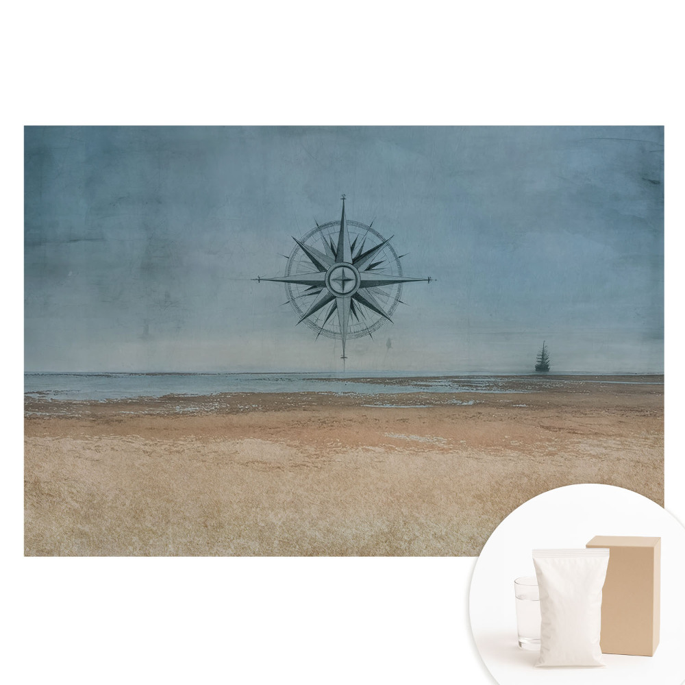 Papier peint panoramique intissé Une boussole face à la mer
