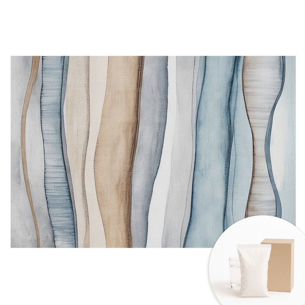 Papier peint photographique intissé Vagues verticales à rayures bleues et beiges