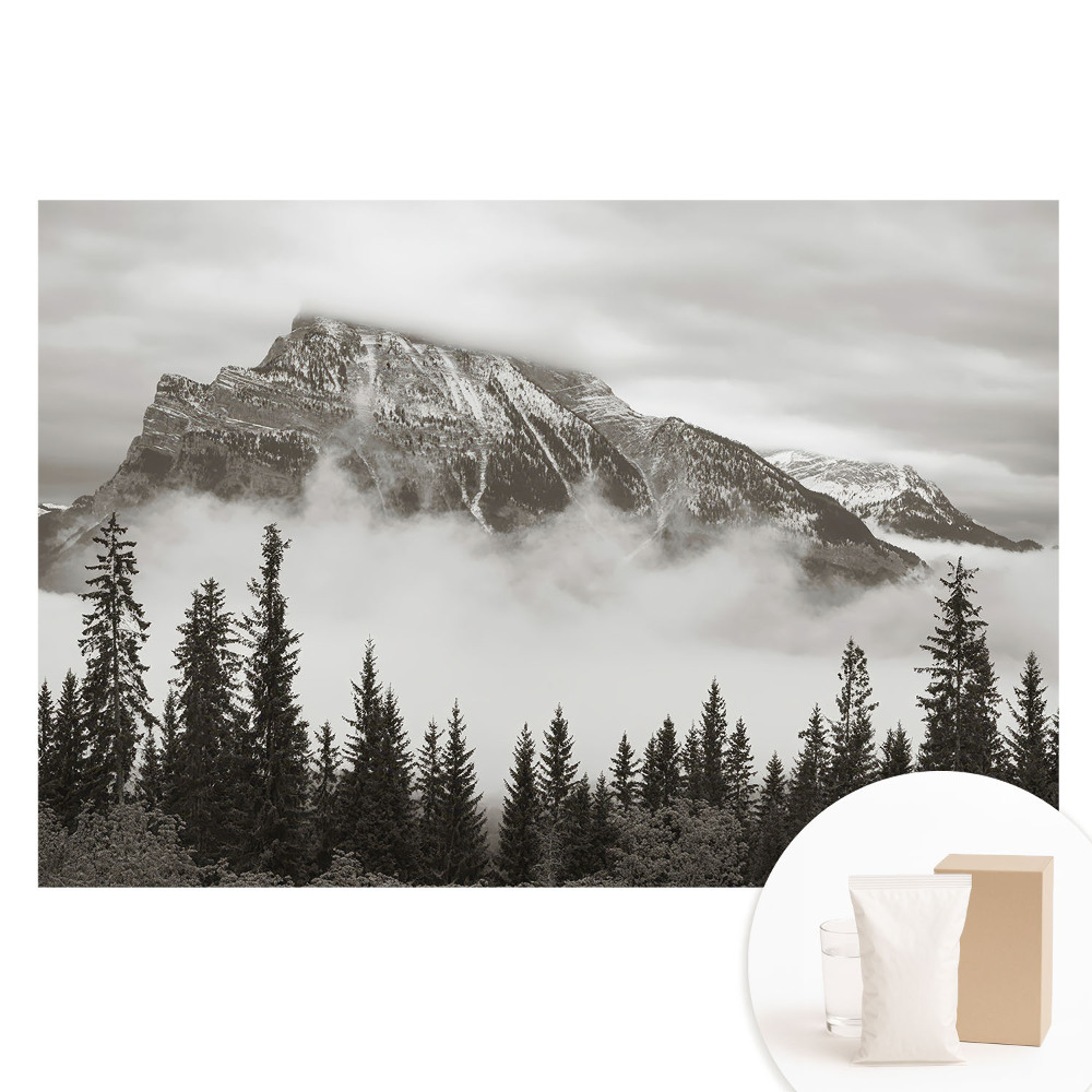 Papier peint photo sur tissu non tissé Paysage de montagne enveloppé dans la brume