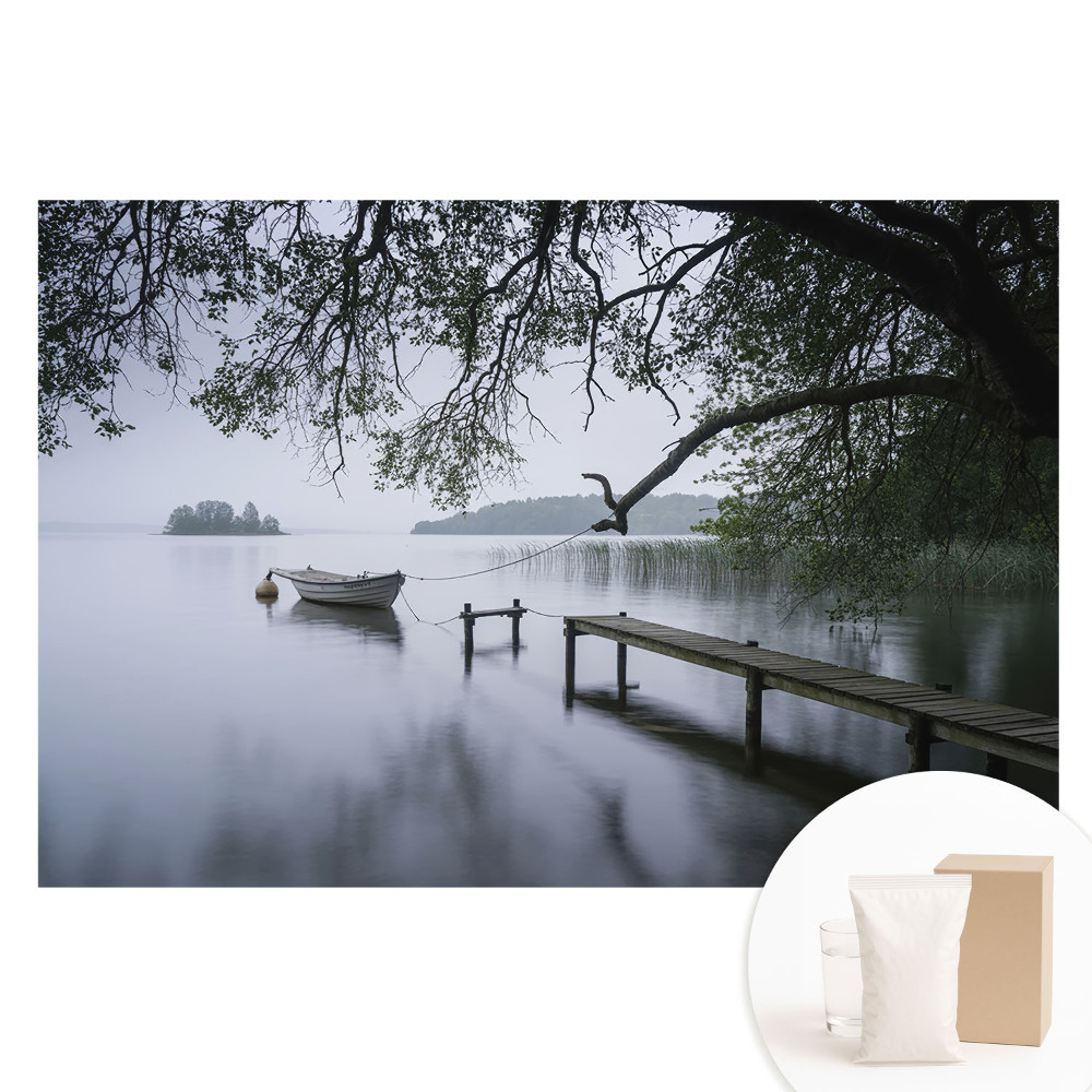 Papier peint photo imprimé sur tissu non tissé Se détendre au bord du lac dans la tranquillité de la nature