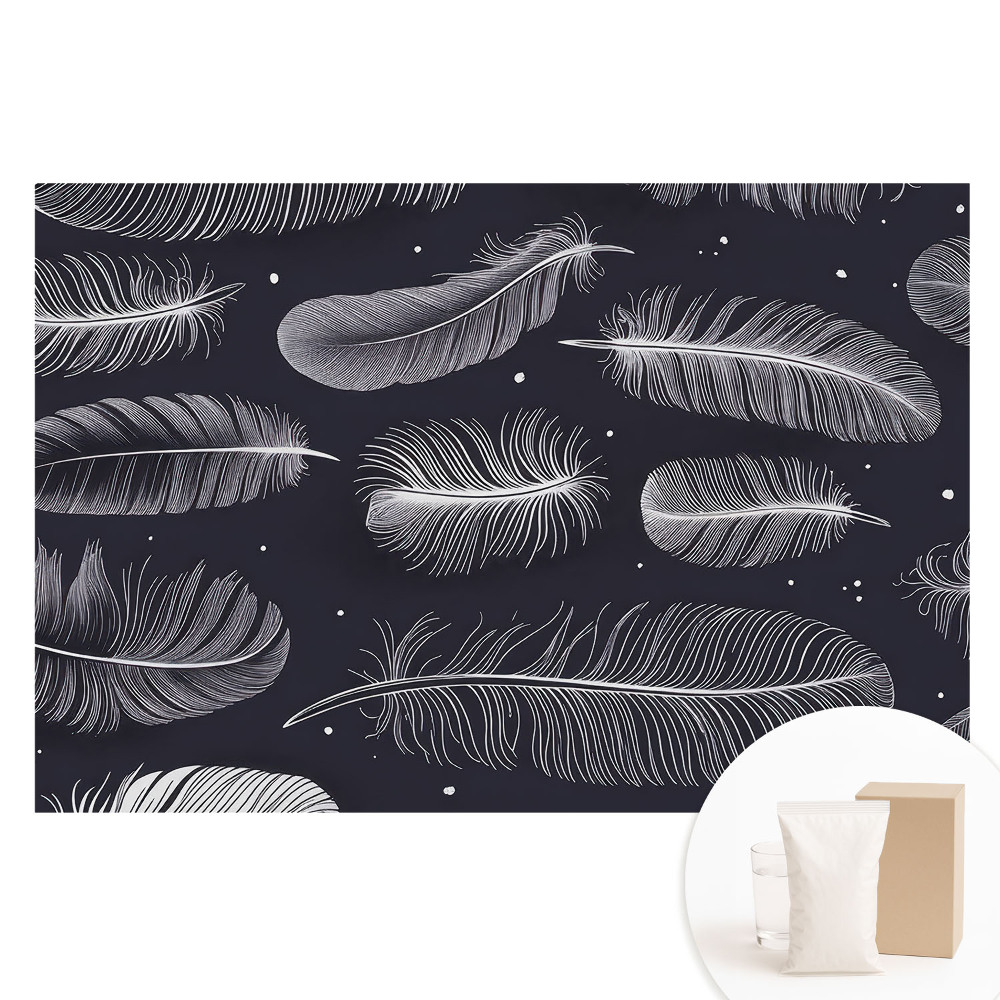 Papier peint photo grand format pour le mur Plumes sur fond sombre