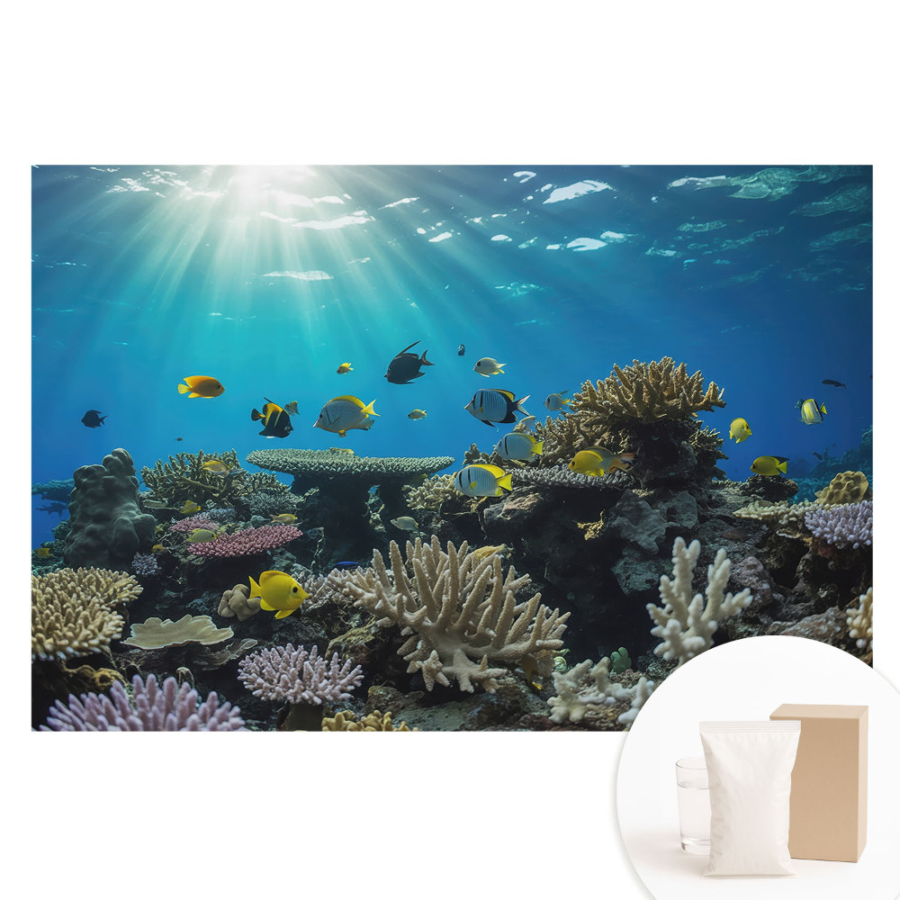 Papier peint photographique intissé Coraux et poissons colorés sous l'eau