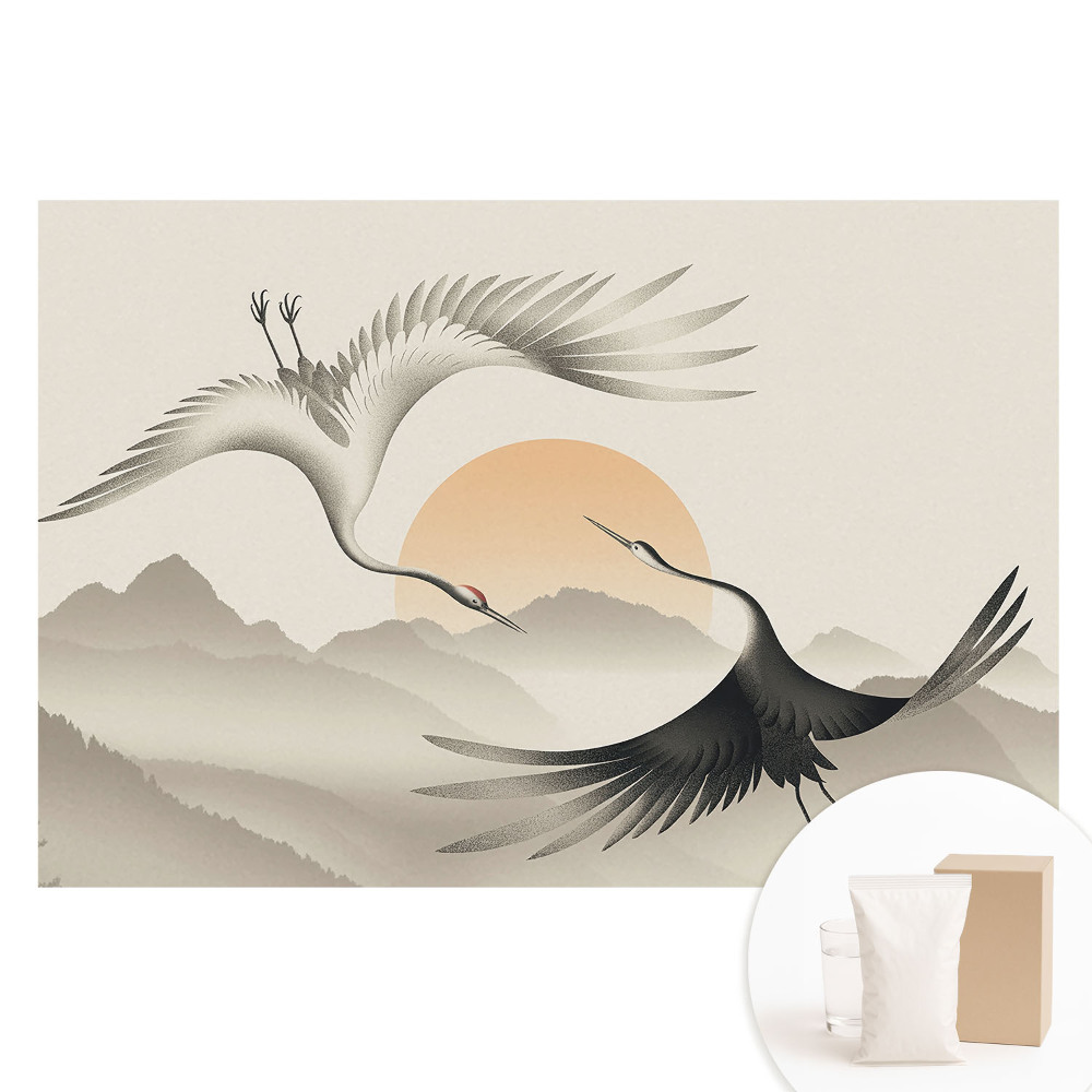 Papier peint intissé Grues au-dessus des montagnes, nature en harmonie