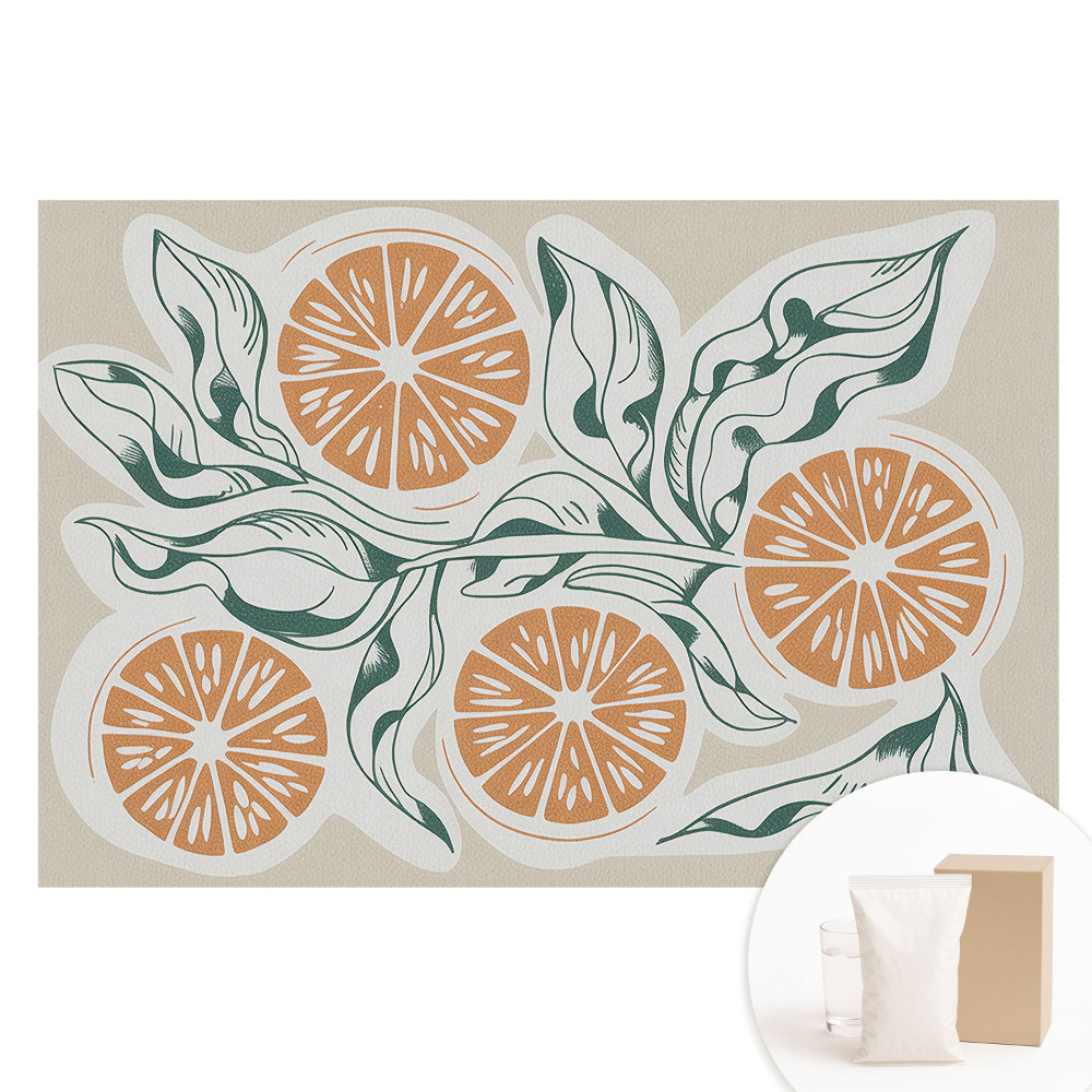 Papier peint photographique sur tissu non tissé Agrumes et feuilles en harmonie