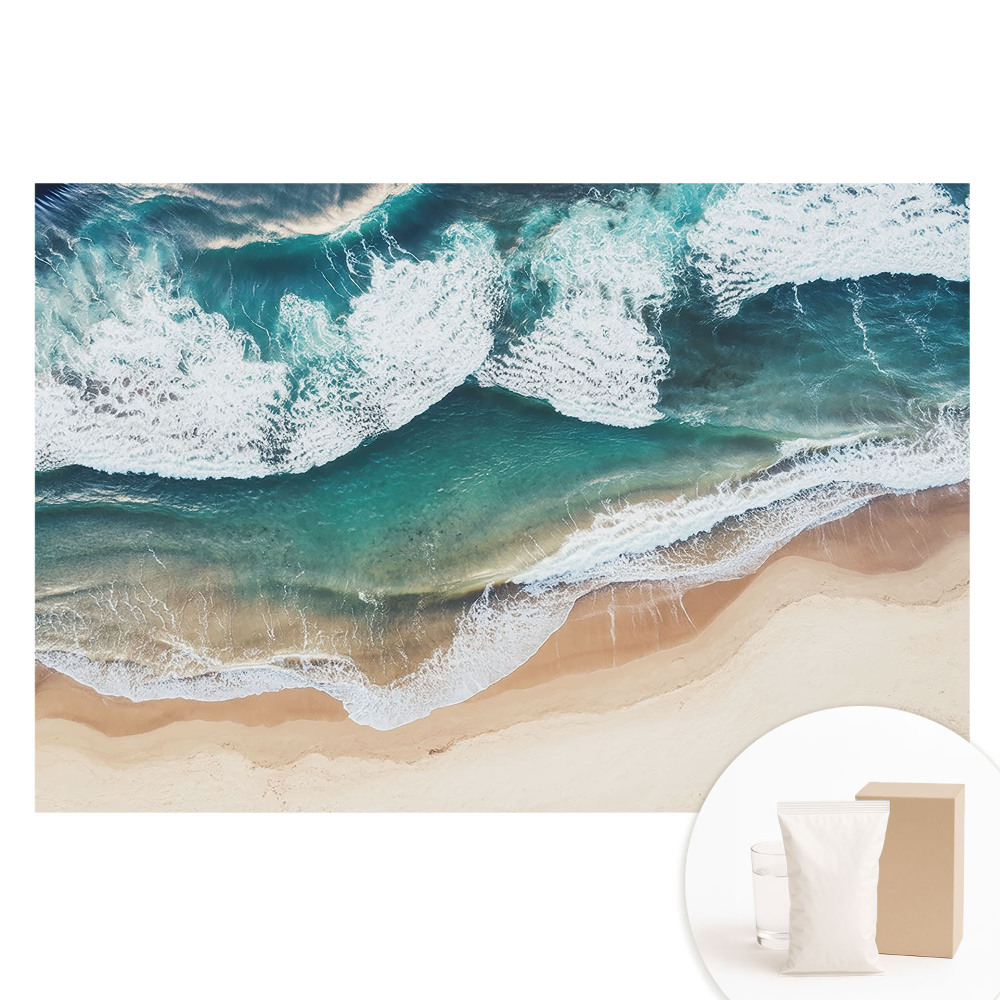 Papier peint intissé Vagues de l'océan et plage dorée