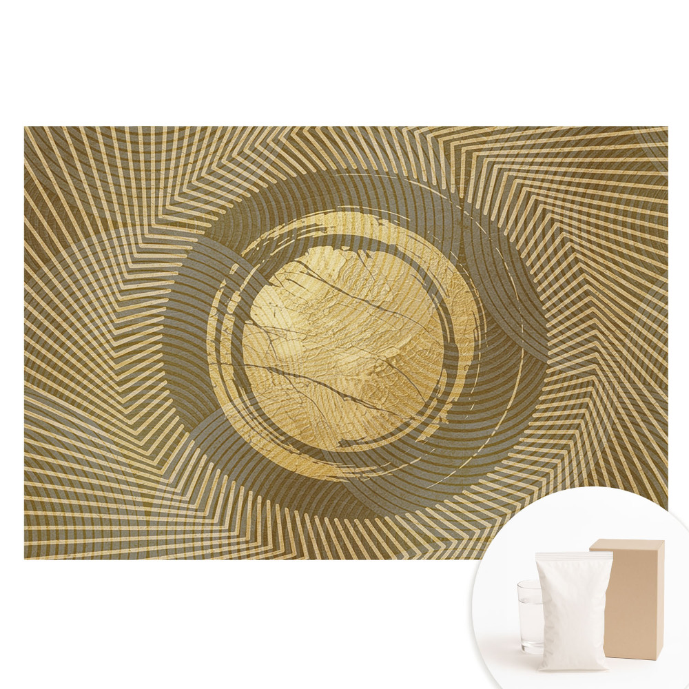 Papier peint photo grand format motif abstraction géométrique dans des tons de jaune