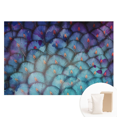 Papier peint photo sur tissu non tissé Plumes d'éventail abstraites dans des tons de bleu