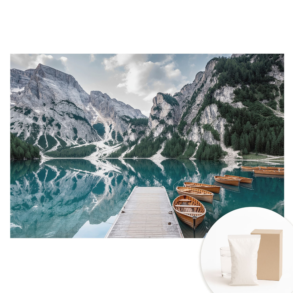 Papier peint photo grand format Détente au bord d'un lac de montagne