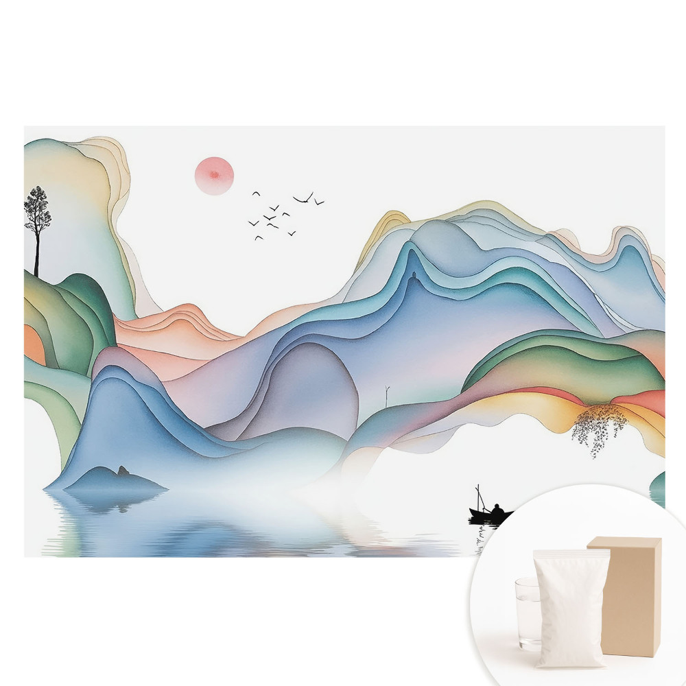 Papier peint photographique intissé Paysage pastel avec des montagnes ondulantes