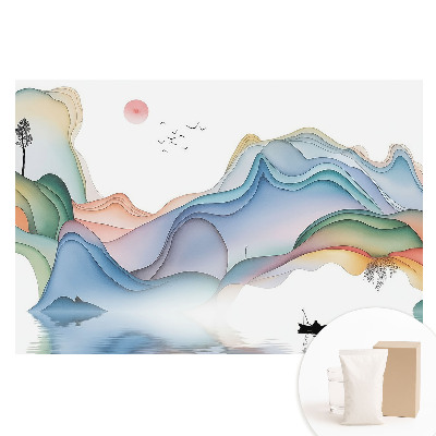 Papier peint photographique intissé Paysage pastel avec des montagnes ondulantes