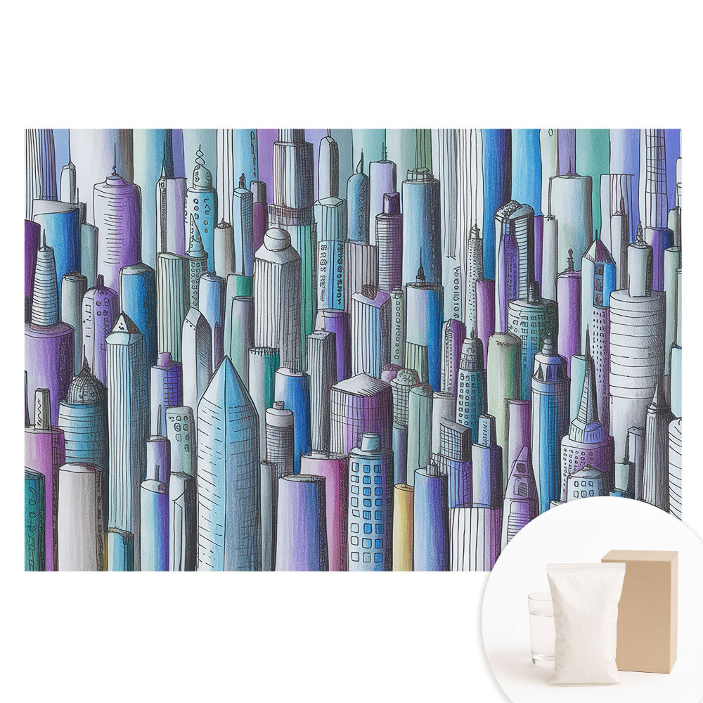 Papier peint photographique intissé Les gratte-ciel colorés de la métropole