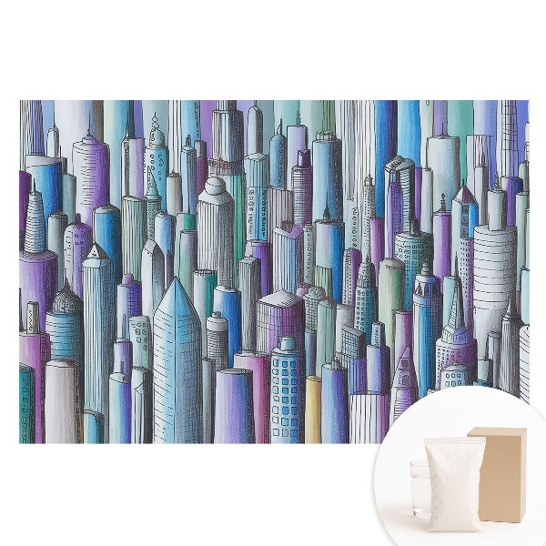 Papier peint photographique intissé Les gratte-ciel colorés de la métropole