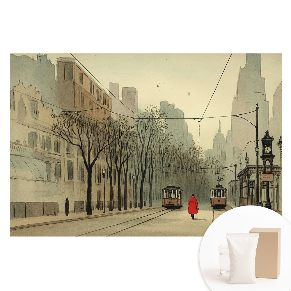 Papier peint intissé photographique avec motif symétrie classique du matin d'automne en ville