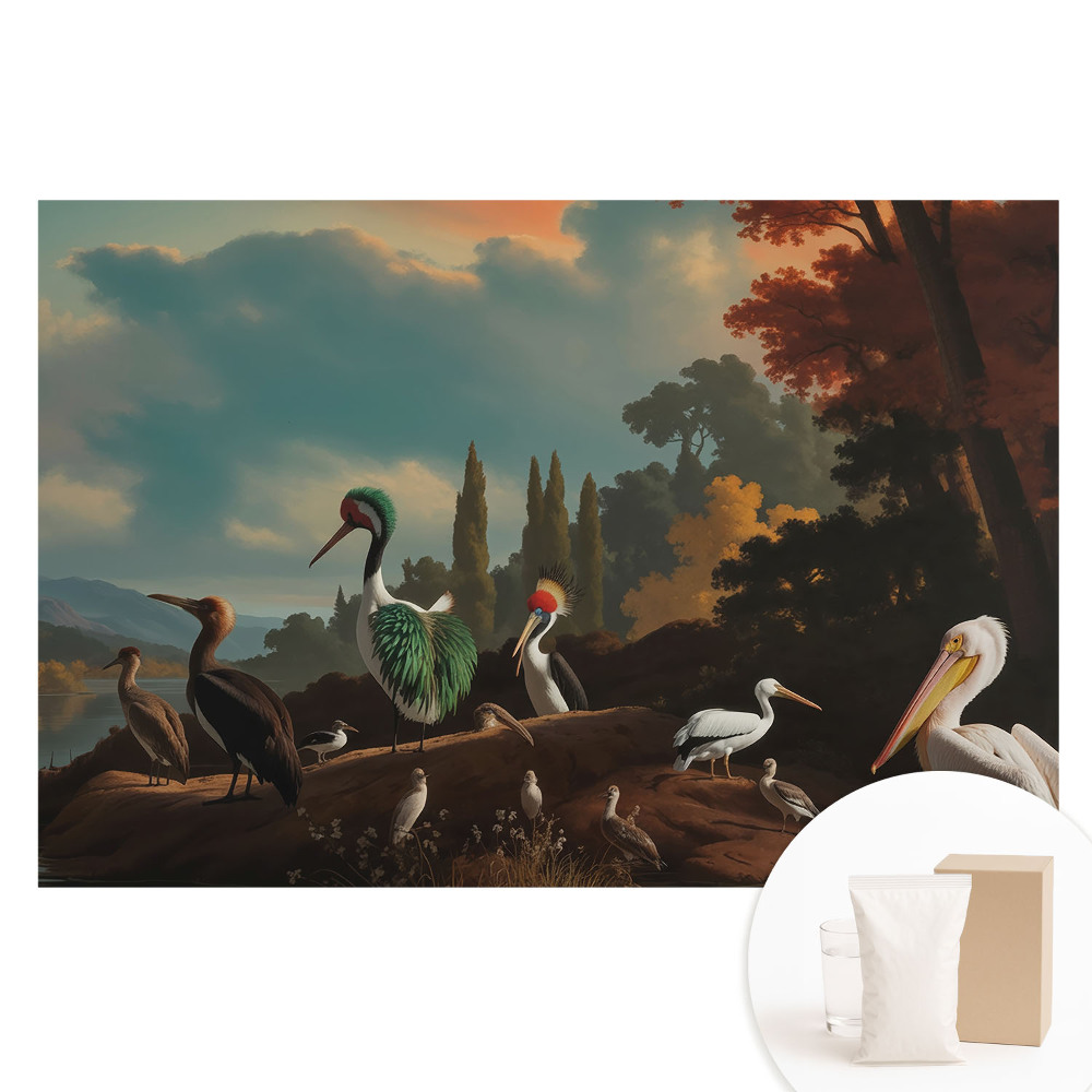 Papier peint photographique intissé Des oiseaux au-dessus de l'eau, plus beaux qu'un rêve