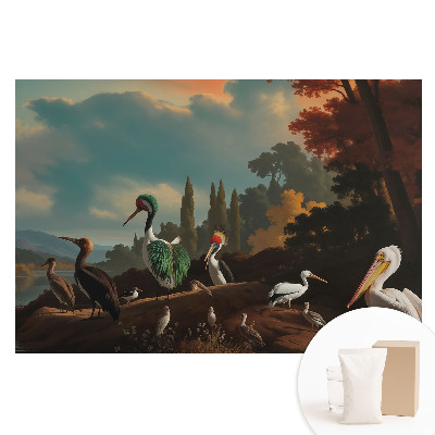 Papier peint photographique intissé Des oiseaux au-dessus de l'eau, plus beaux qu'un rêve