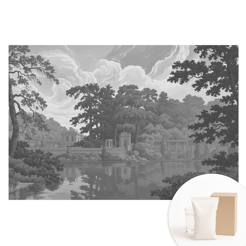 Papier peint photographique sur tissu non tissé Paysage classique avec un lac et des arbres