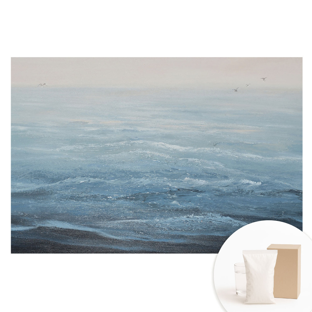Papier peint photo sur tissu non tissé Vagues bleues et oiseaux