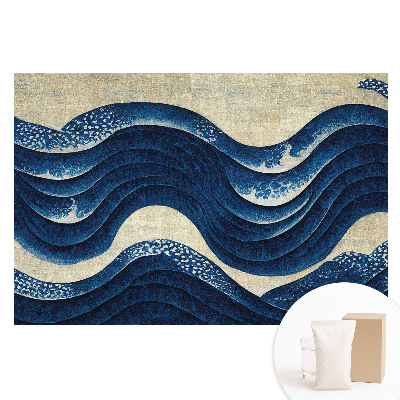 Papier peint panoramique sur intissé motif vagues bleu marine élégant