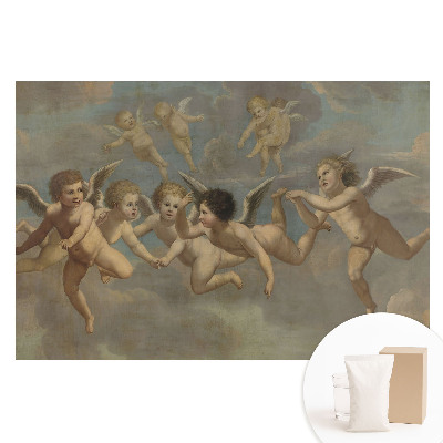 Papier peint intissé motifs de putti dans les nuages