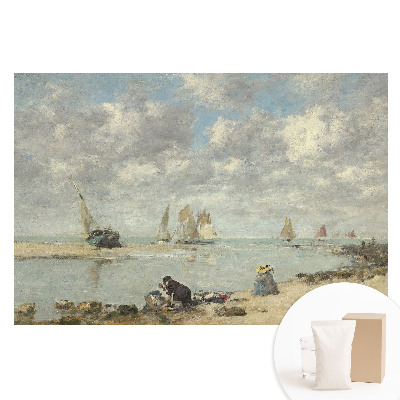 Papier peint photo grand format pour le mur Vue sur la mer avec des voiliers