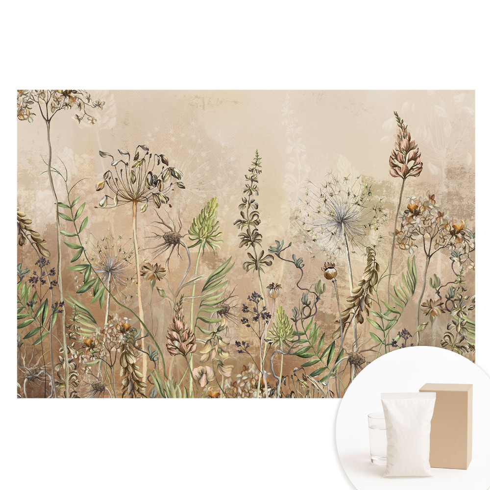 Papier peint photo grand format à motifs végétaux pastel