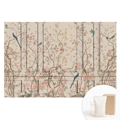 Papier peint photo grand format pour le mur Oiseaux et roses en arrière-plan des panneaux