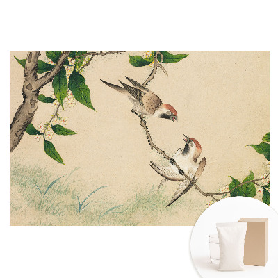 Papier peint intissé style classique motif oiseaux sur une branche
