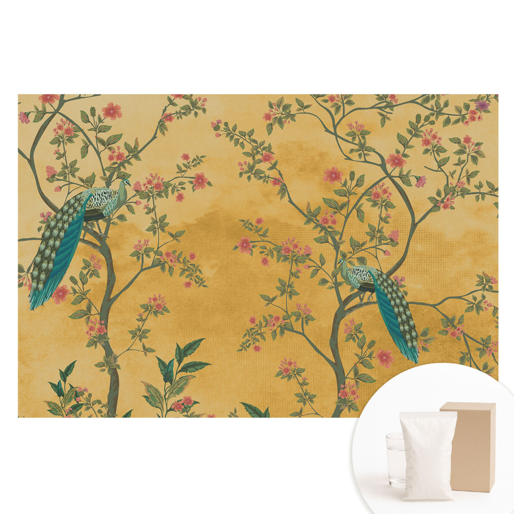 Papier peint photo imprimé sur tissu non tissé Motifs floraux de paon