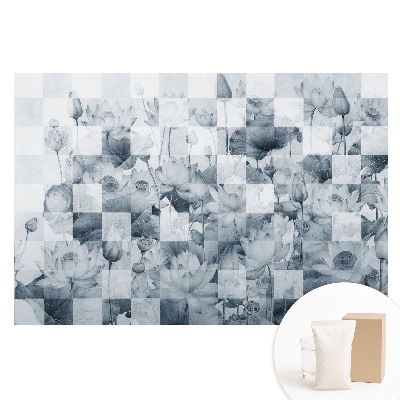 Papier peint panoramique intissé Motif fleurs de lotus style géométrique moderne