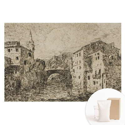 Papier peint photo imprimé sur tissu non tissé Bâtiments classiques enjambant la rivière.