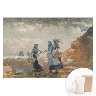 Papier peint intissé Femmes au bord de la mer en costumes traditionnels