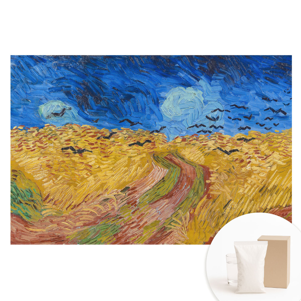 Papier peint panoramique intissé Oiseaux aux couleurs vibrantes dans les épis