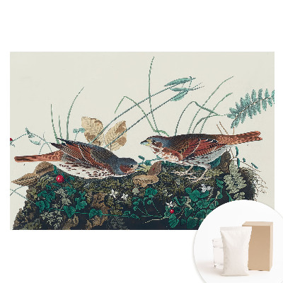 Papier peint panoramique sur tissu intissé Oiseaux dans la verdure